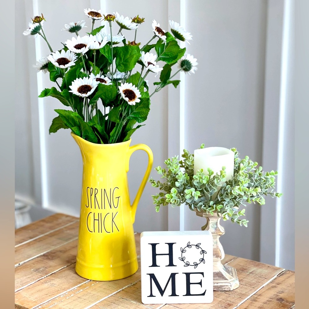 NEW Rae Dunn SPRING CHICK Pitcher Large Letter Easter Yellow Farmhouse 🐣